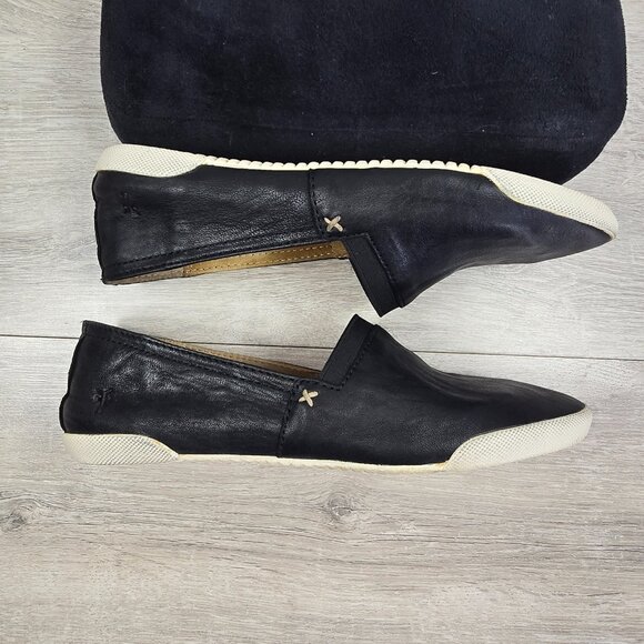 Frye Womens Black Leather Flats Loafers Shoes Sz 7M Slip On Casual Moccasin - Picture 5 of 11